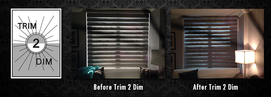 Before and after Trim 2 Dim blackout shades